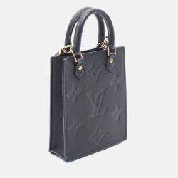 Pre Owned Louis Vuitton Petit Sac Plat Shoulder Handbag Monogram Empreinte Noir