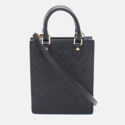 Pre Owned Louis Vuitton Petit Sac Plat Shoulder Handbag Monogram Empreinte Noir