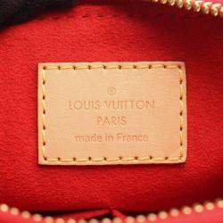 Pre Owned Louis Vuitton V Tote Bb Shoulder Handbag Monogram Canvas Leather Red