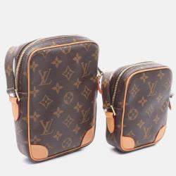 Pre Owned Louis Vuitton Panam Set Shoulder Bag Game On Monogram Pvc Coated Canvas Leather Brown Multicolor