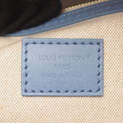 Pre Owned Louis Vuitton Vagabond Hobo Shoulder Bag Denim Leather Blue