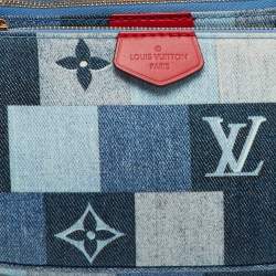 Pre Owned Louis Vuitton Blue Denim Damier Monogram Patchwork Multi-Pochette Accessories Bag