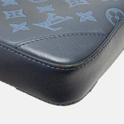 Pre Owned Louis Vuitton Navy Blue Monogram Shadow Duo Messenger