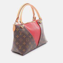 Pre Owned Louis Vuitton Brown/Red Monogram V Tote BB