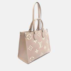 Pre Owned Louis Vuitton OnTheGo MM Beige/Ivory Monogram Empreinte Leather Tote Bag