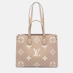 Pre Owned Louis Vuitton OnTheGo MM Beige/Ivory Monogram Empreinte Leather Tote Bag