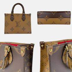 Pre Owned Louis Vuitton On The Go PM Monogram Reverse Canvas and Leather Shoulder Bag