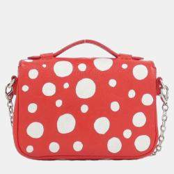 Pre Owned حقيبة كتف لوي فيتون المايكرو ميتيس جلد أمبريونت نقشة مونوغرام LV x YK لون أحمر/أبيض