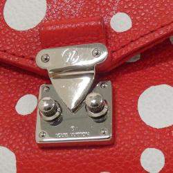 Pre Owned حقيبة كتف لوي فيتون المايكرو ميتيس جلد أمبريونت نقشة مونوغرام LV x YK لون أحمر/أبيض