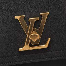Pre Owned Louis Vuitton Lockme Black Leather Chain Shoulder Bag