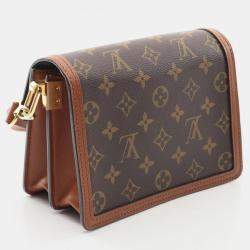 Pre Owned Louis Vuitton Dauphine Mini Shoulder Bag Coated Canvas And Leather Monogram Reverse Brown Beige
