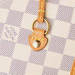 Pre Owned Louis Vuitton White Damier Azur Neverfull MM