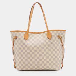 Pre Owned Louis Vuitton White Damier Azur Neverfull MM
