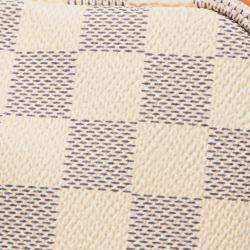 Pre Owned Louis Vuitton White Damier Azur Neverfull MM
