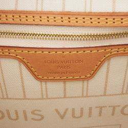 Pre Owned Louis Vuitton White Damier Azur Neverfull MM