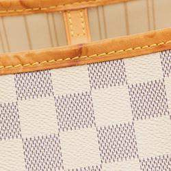 Pre Owned Louis Vuitton White Damier Azur Neverfull MM