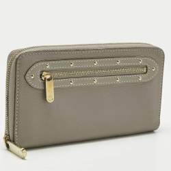 Pre Owned Louis Vuitton Grey Suhali Leather Zip Continental Wallet