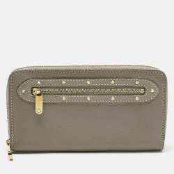 Pre Owned Louis Vuitton Grey Suhali Leather Zip Continental Wallet