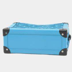 Pre Owned Louis Vuitton See Through Soft Trunk Turquoise Monogram Canvas Shoulder Bag