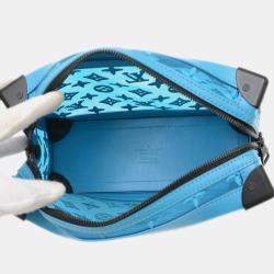 Pre Owned Louis Vuitton See Through Soft Trunk Turquoise Monogram Canvas Shoulder Bag