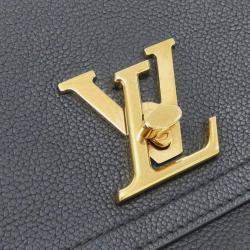 Pre Owned Louis Vuitton Lockme Chain Black Calf Leather Shoulder Bag