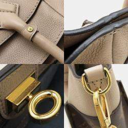 Pre Owned Louis Vuitton On My Side PM Greige Brown Monogram Canvas Handbag