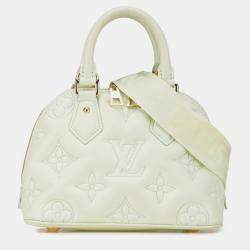 Pre Owned Louis Vuitton Alma Soft BB Light Green Monogram Mahina Leather Shoulder Bag