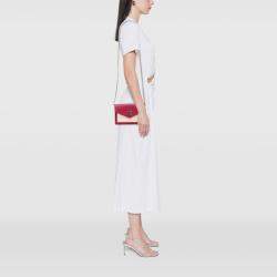 Pre Owned Louis Vuitton Brown Red Bicolor Leather MyLockMe Chain Pochette