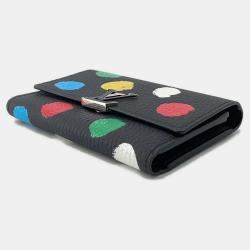 Pre Owned Louis Vuitton Infinity Dot Capucines Noir Multicolor Taurillon Leather Compact Wallet 