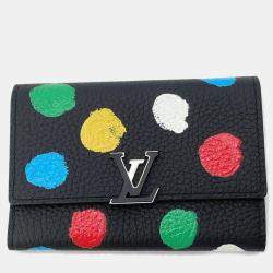 Pre Owned Louis Vuitton Infinity Dot Capucines Noir Multicolor Taurillon Leather Compact Wallet 