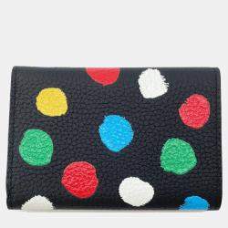 Pre Owned Louis Vuitton Infinity Dot Capucines Noir Multicolor Taurillon Leather Compact Wallet 