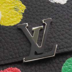 Pre Owned Louis Vuitton Infinity Dot Capucines Noir Multicolor Taurillon Leather Compact Wallet 