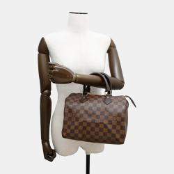 Pre Owned Louis Vuitton Speedy Red Damier Ebene Canvas Size 25