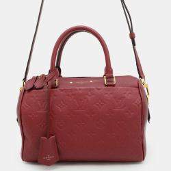 Pre Owned Louis Vuitton Speedy Bandouliere Scarlet Monogram Empreinte Leather Size 25