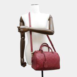Pre Owned Louis Vuitton Speedy Bandouliere Scarlet Monogram Empreinte Leather Size 25