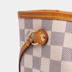 Pre Owned Louis Vuitton White Damier Azur Neverfull PM