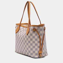 Pre Owned Louis Vuitton White Damier Azur Neverfull PM