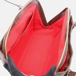 Pre Owned Louis Vuitton Belem Mm Shoulder Bag Damier Canvas Leather Ebene