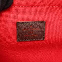 Pre Owned Louis Vuitton Belem Mm Shoulder Bag Damier Canvas Leather Ebene