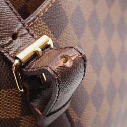 Pre Owned Louis Vuitton Belem Mm Shoulder Bag Damier Canvas Leather Ebene
