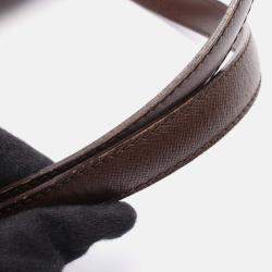 Pre Owned Louis Vuitton Belem Mm Shoulder Bag Damier Canvas Leather Ebene