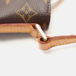 Pre Owned Louis Vuitton Trotteur Shoulder Bag Monogram Canvas Leather Brown