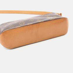 Pre Owned Louis Vuitton Trotteur Shoulder Bag Monogram Canvas Leather Brown