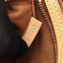 Pre Owned Louis Vuitton Trotteur Shoulder Bag Monogram Canvas Leather Brown