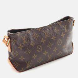 Pre Owned Louis Vuitton Trotteur Shoulder Bag Monogram Canvas Leather Brown