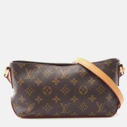 Pre Owned Louis Vuitton Trotteur Shoulder Bag Monogram Canvas Leather Brown