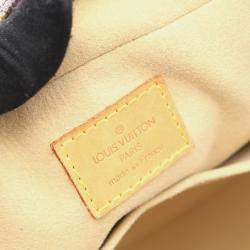 Pre Owned Louis Vuitton Manhattan Pm Handbag Monogram Canvas Leather Brown