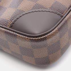 Pre Owned Louis Vuitton Danube Shoulder Bag Damier Canvas Leather Ebene