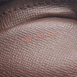 Pre Owned Louis Vuitton Danube Shoulder Bag Damier Canvas Leather Ebene