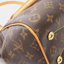 Pre Owned Louis Vuitton Tivoli Pm Handbag Monogram Canvas Leather Brown